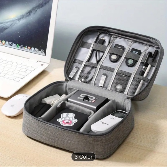 Portable Electronic Organizer Travel Cable Storage Bag Cord Case Accessory BLACK - Picture 4 of 7
